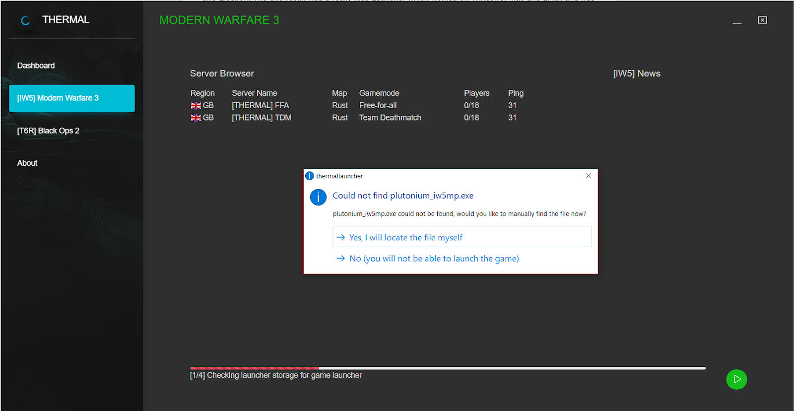 Game Setup / Server Browser